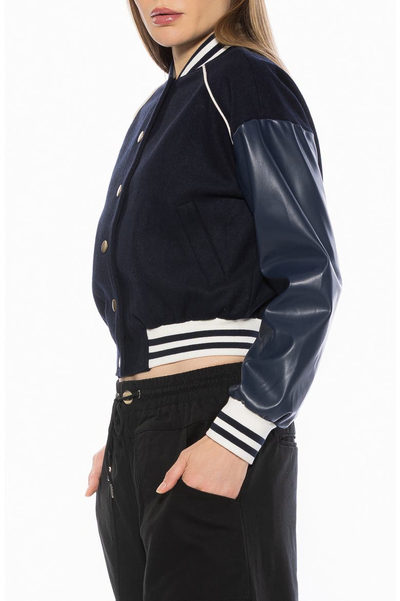 Ciela Varsity Bomber Jacket, Alternate, color, NAVY