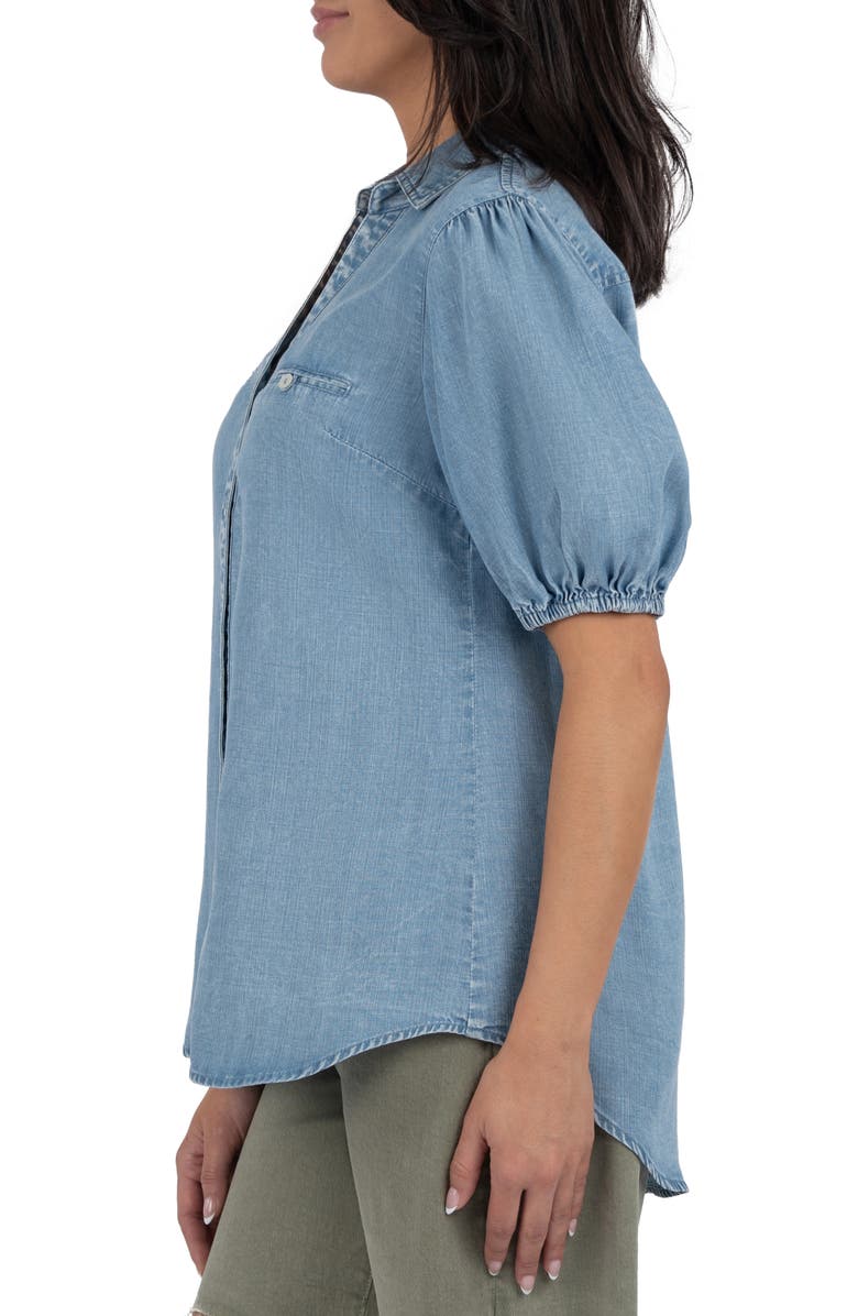 KUT from the Kloth Harriet Puff Sleeve Denim Shirt, Alternate, color, 