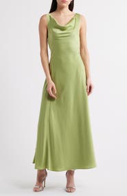 WAYF Tala Cowl Neck Satin Gown