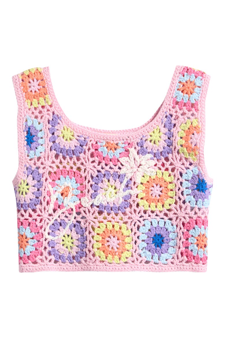 Kids' Floral Open Knit Tank Top, Main, color, MULTI