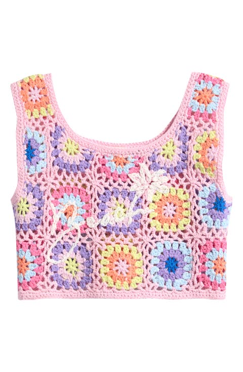 Kids' Floral Open Knit Tank Top (Big Kid)