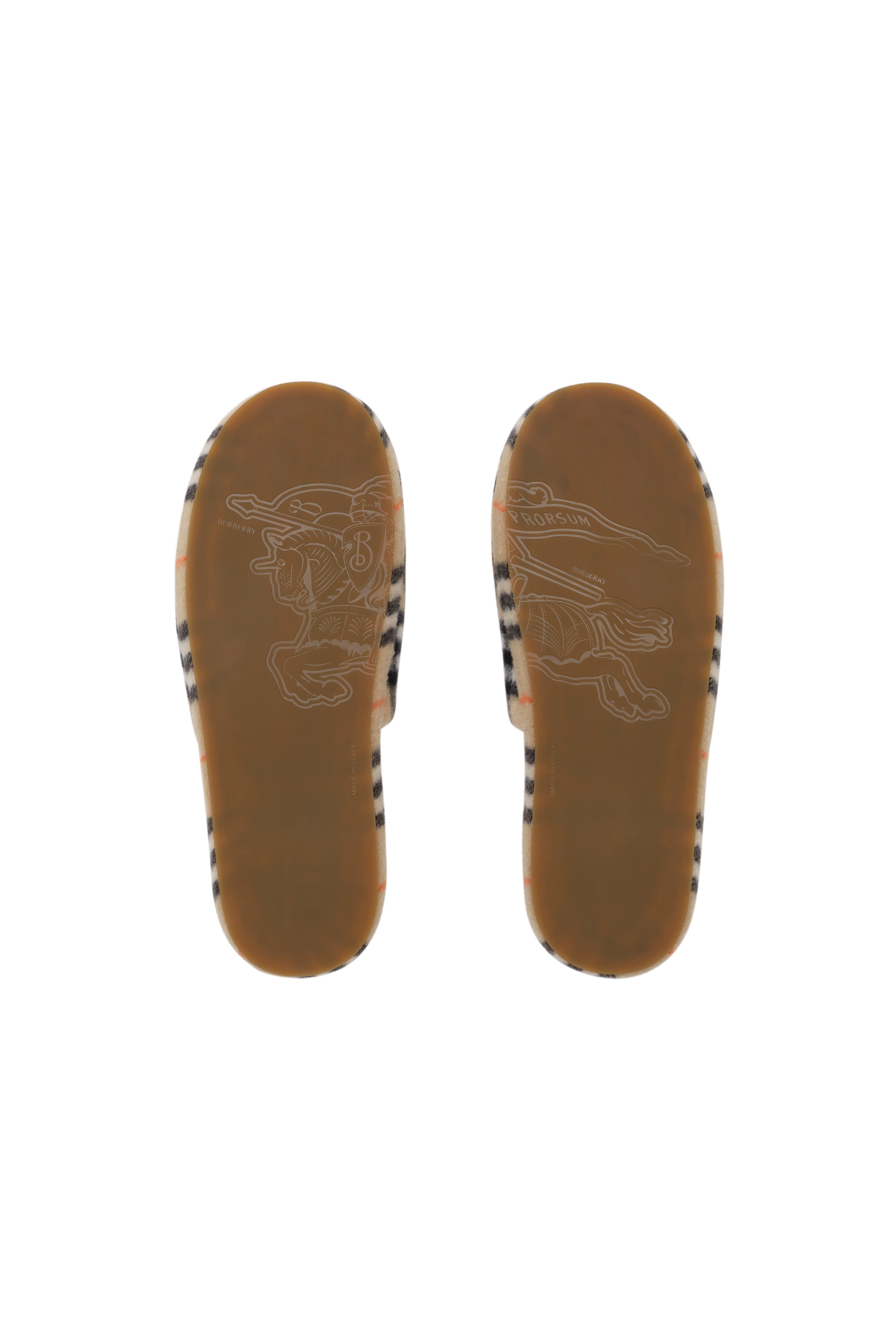 Burberry Check Wool Blend Slippers, Alternate, color, Sand Beige