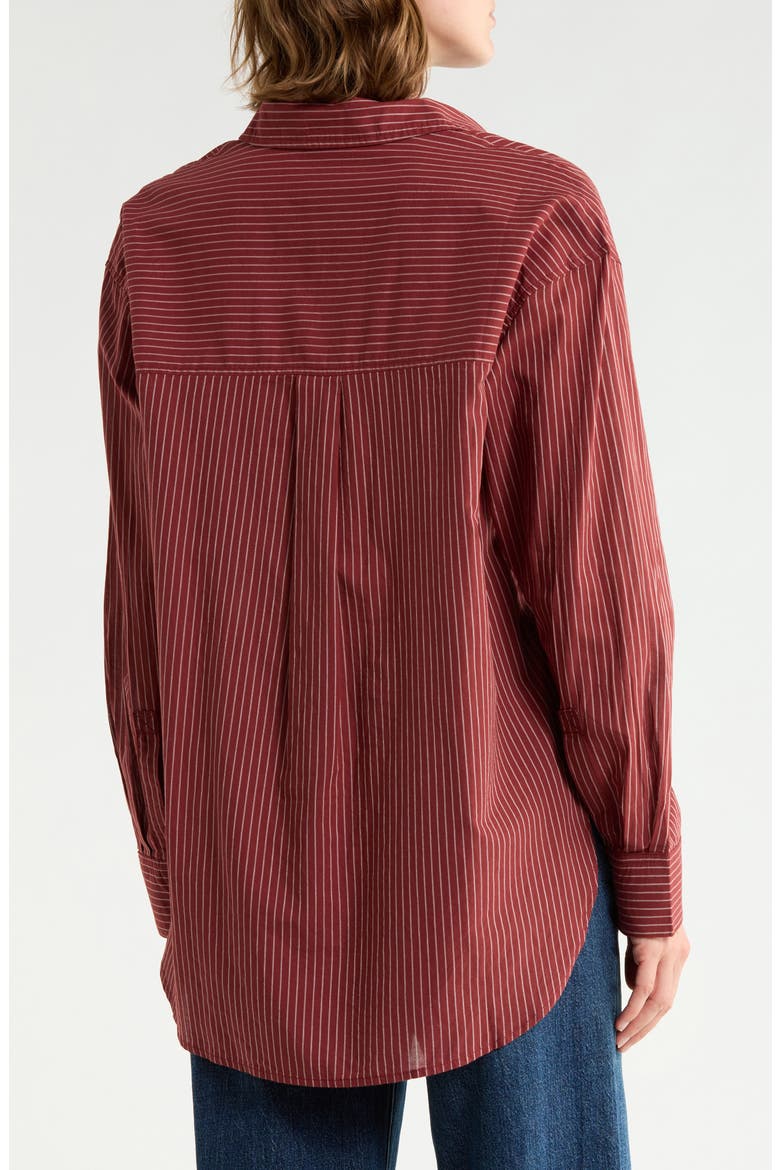 Stripe Cotton Poplin Button-Up Shirt, Alternate, color, BURGUNDY- IVORY CAYTLYN STRIPE