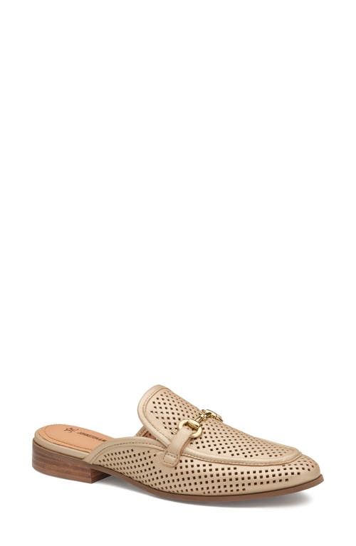 Johnston & Murphy Ali Perforated Bit Mule In Sand Pearlized Glove Leather