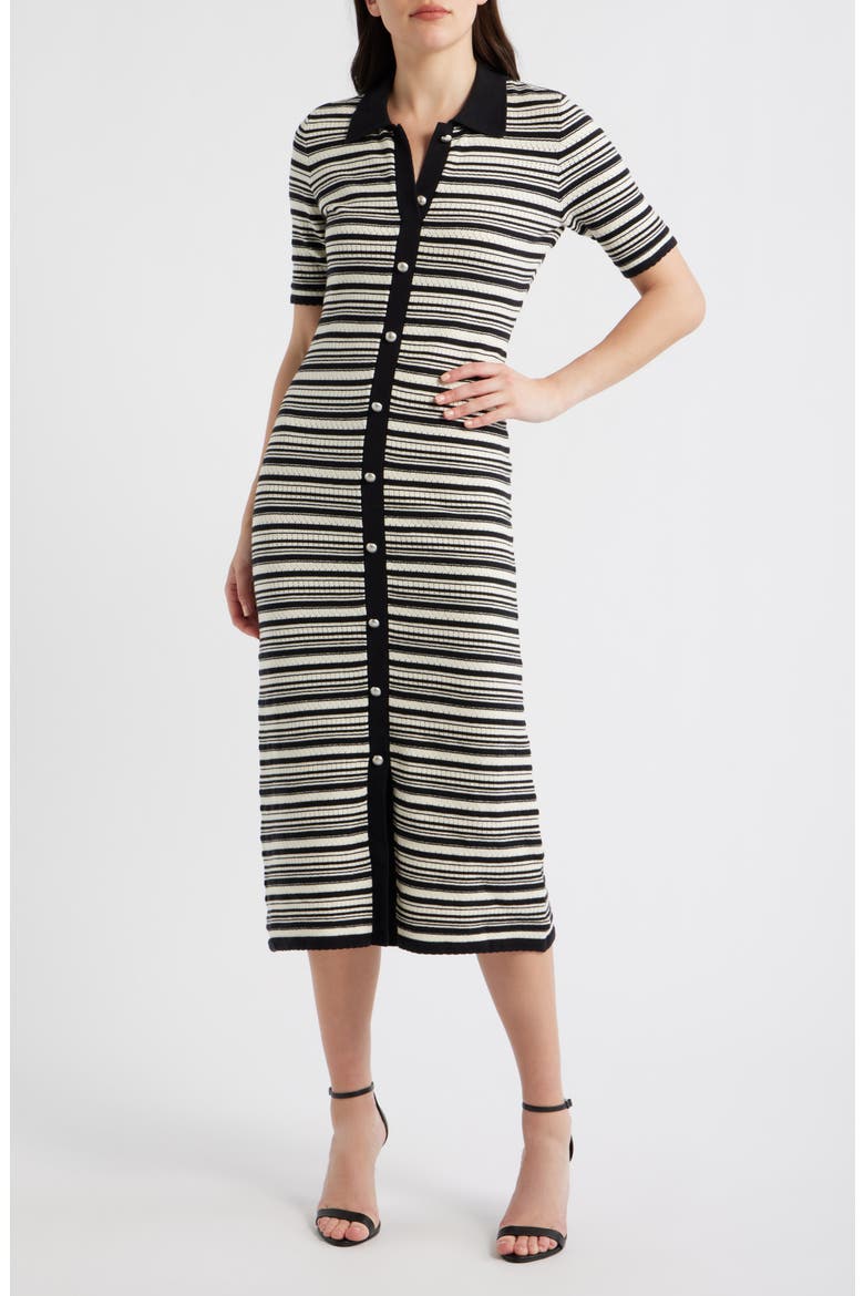 The Lucine Midi Sweater Dress, Main, color, NOIR/ IVORY