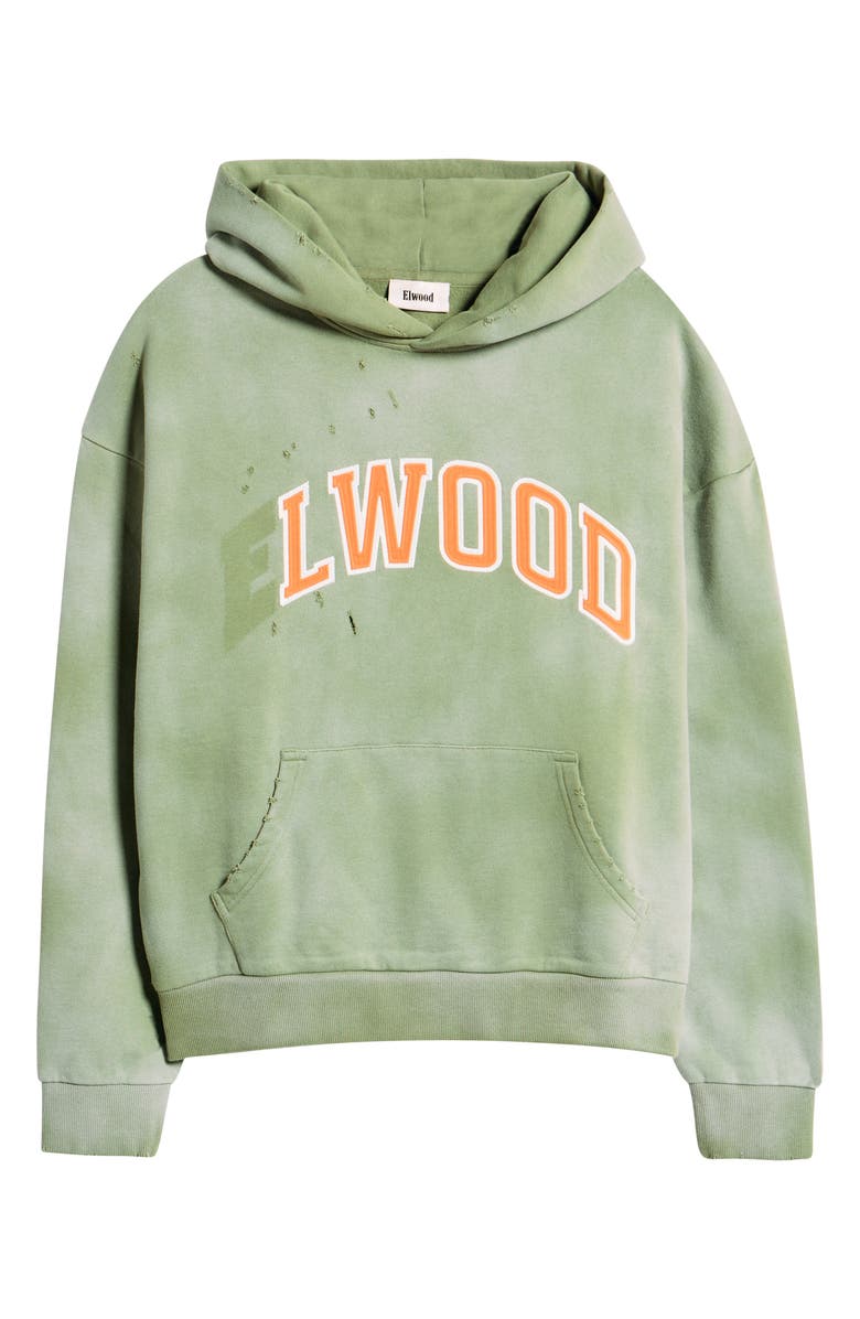 Elwood Fireside Distressed Logo Hoodie, Alternate, color, Washed Green