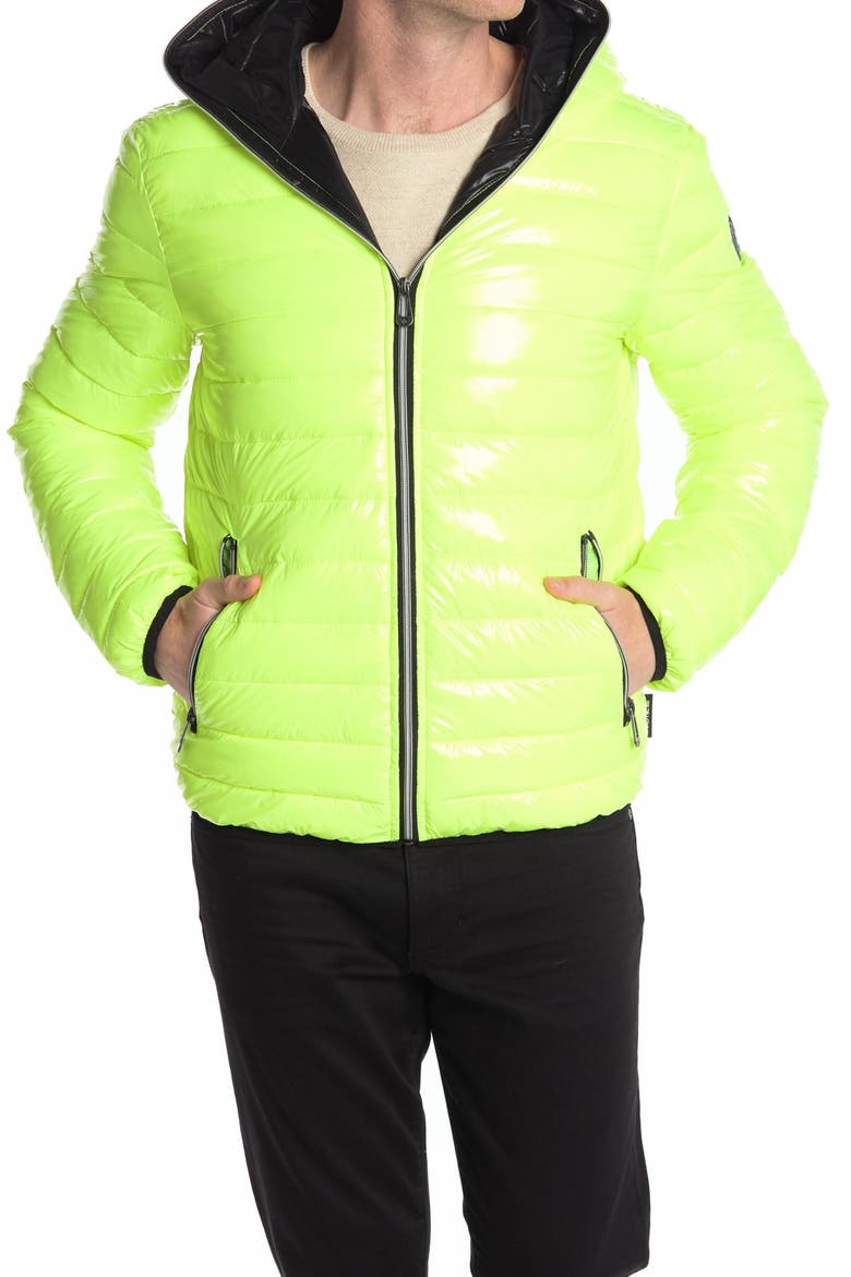 Lightweight Hooded Puffer Jacket, Main, color, NEON YELLOW