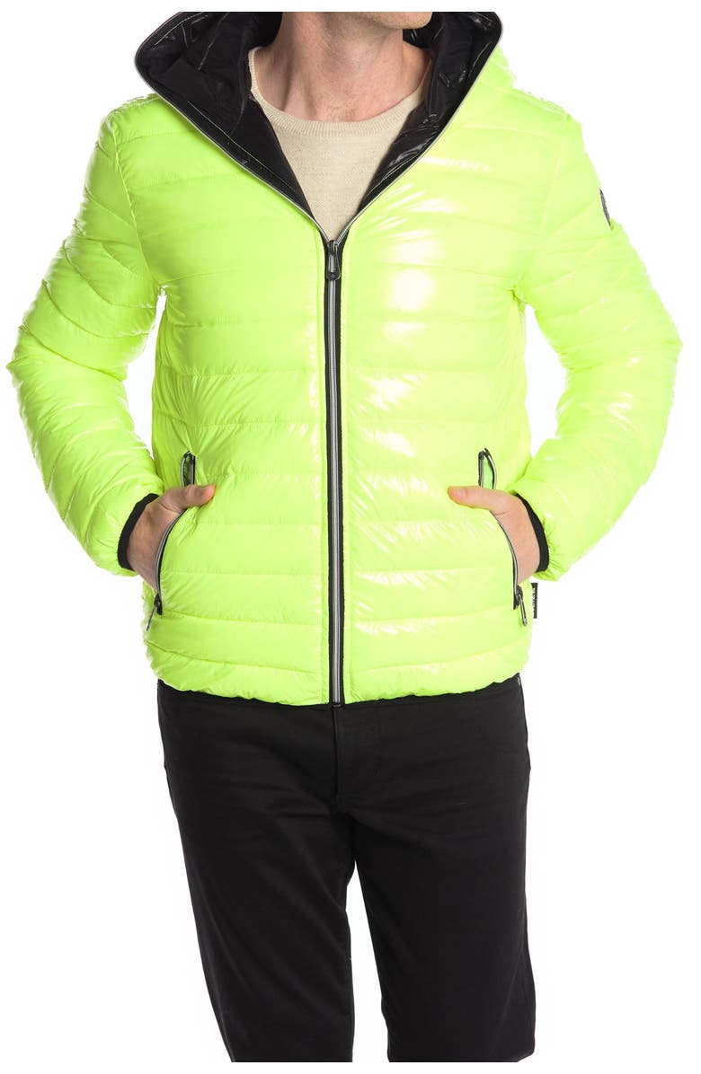 Noize Lightweight Hooded Puffer Jacket, Main, color, Neon Yellow