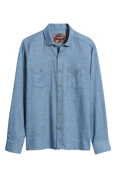 Heathered Cotton Button-Up Shirt