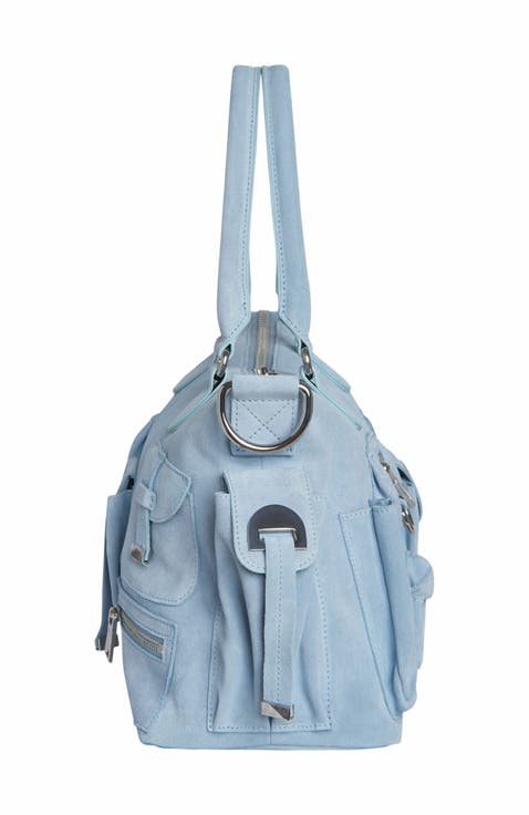 Suede Cargo Pocket Shoulder Bag