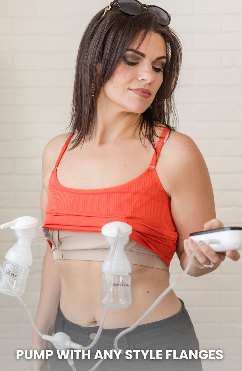 Davin & Adley Busty Size - Ribbed 3 in 1 Amelia Pumping and Nursing Swimsuit Top, Alternate, color, Black