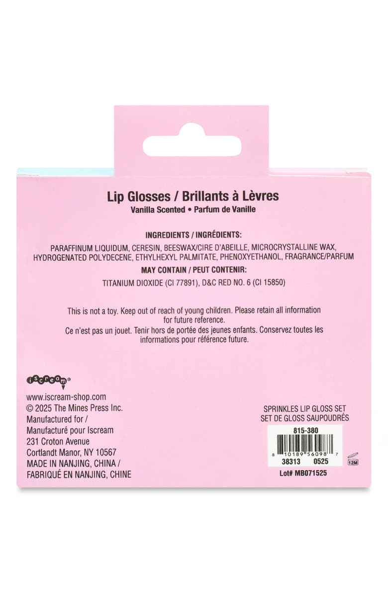 Iscream Kids' Set of 3 Sprinkle Lip Glosses, Alternate, color, Multi