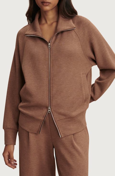 Tyde Mixed Media Zip Front Sweatshirt