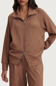 Varley Tyde Mixed Media Zip Front Sweatshirt