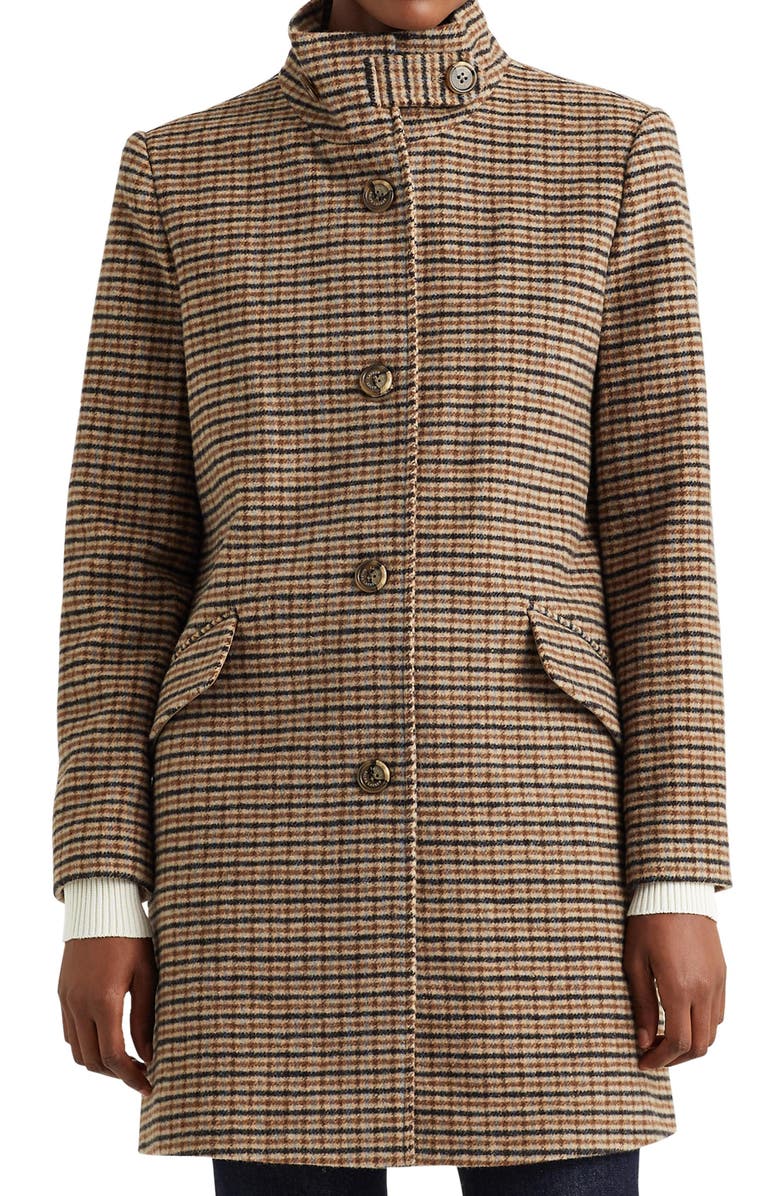 Lauren Ralph Lauren Wool Blend Balmacaan Coat, Main, color,