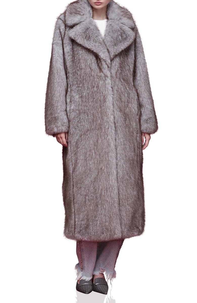 Avec Les Filles Faux Fur Longline Coat, Alternate, color, Sky