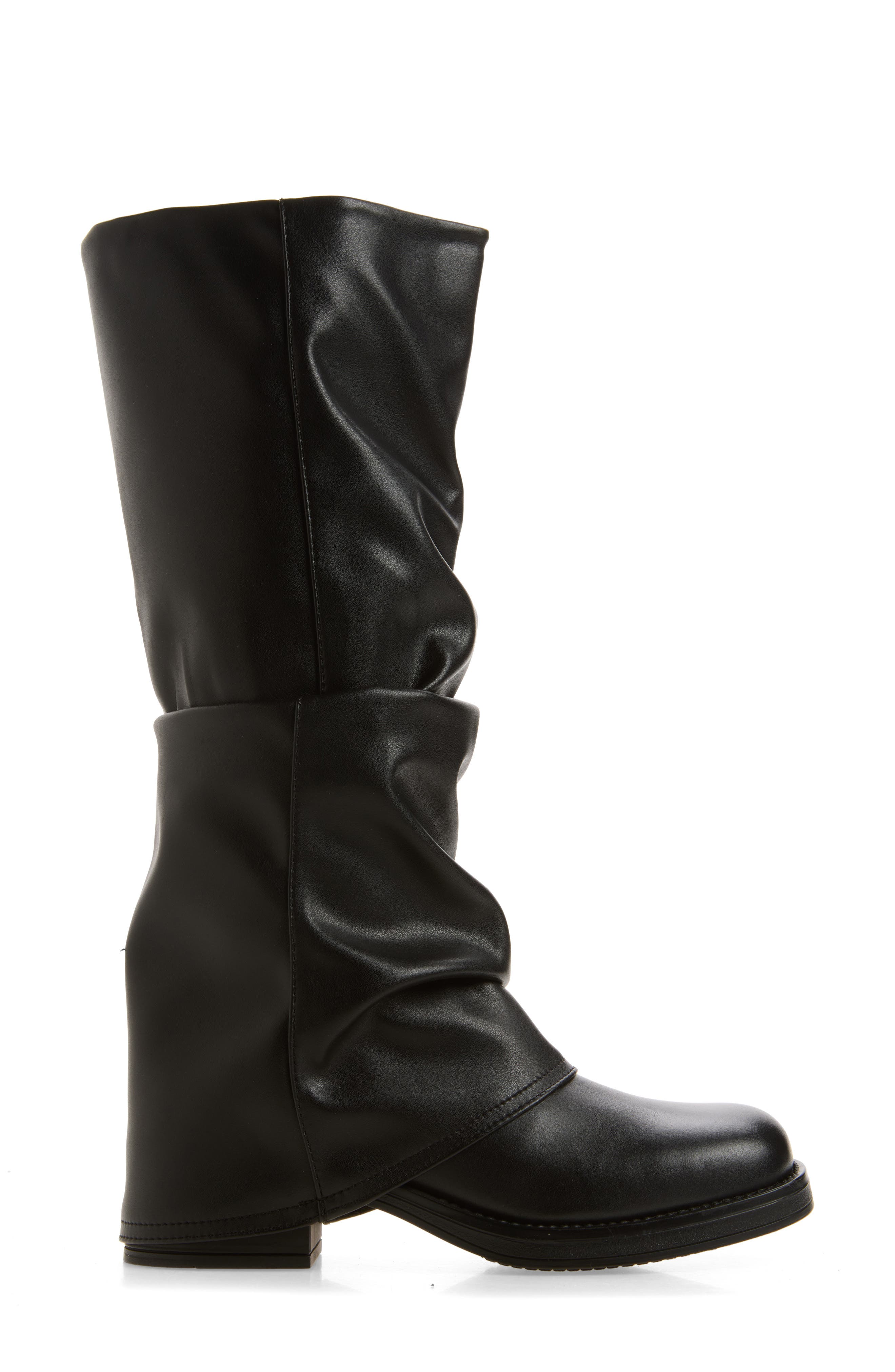 Ancor Ruched Boot, Alternate, color, BLACK LEATHER