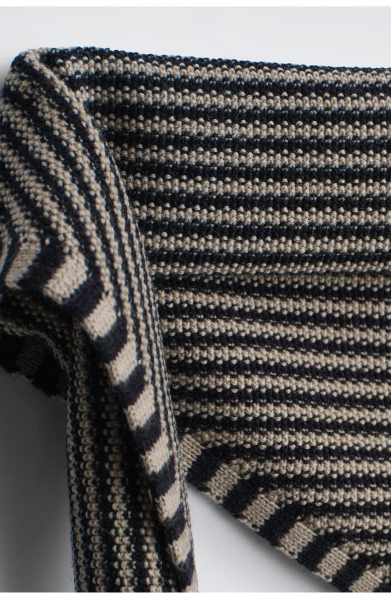 COS Textured Merino Wool Scarf, Alternate, color, Beige / Black / Striped
