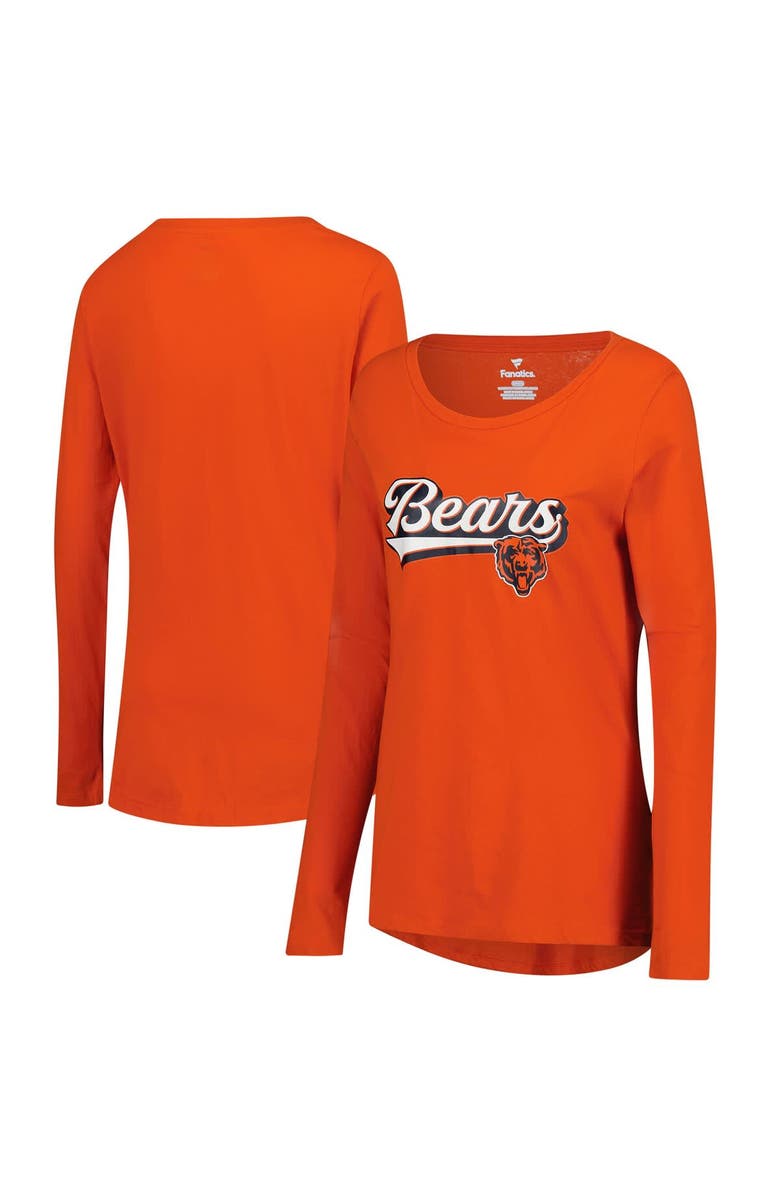 FANATICS Women's Fanatics Orange Chicago Bears Tail Sweep Long Sleeve T-Shirt, Main, color, Orange