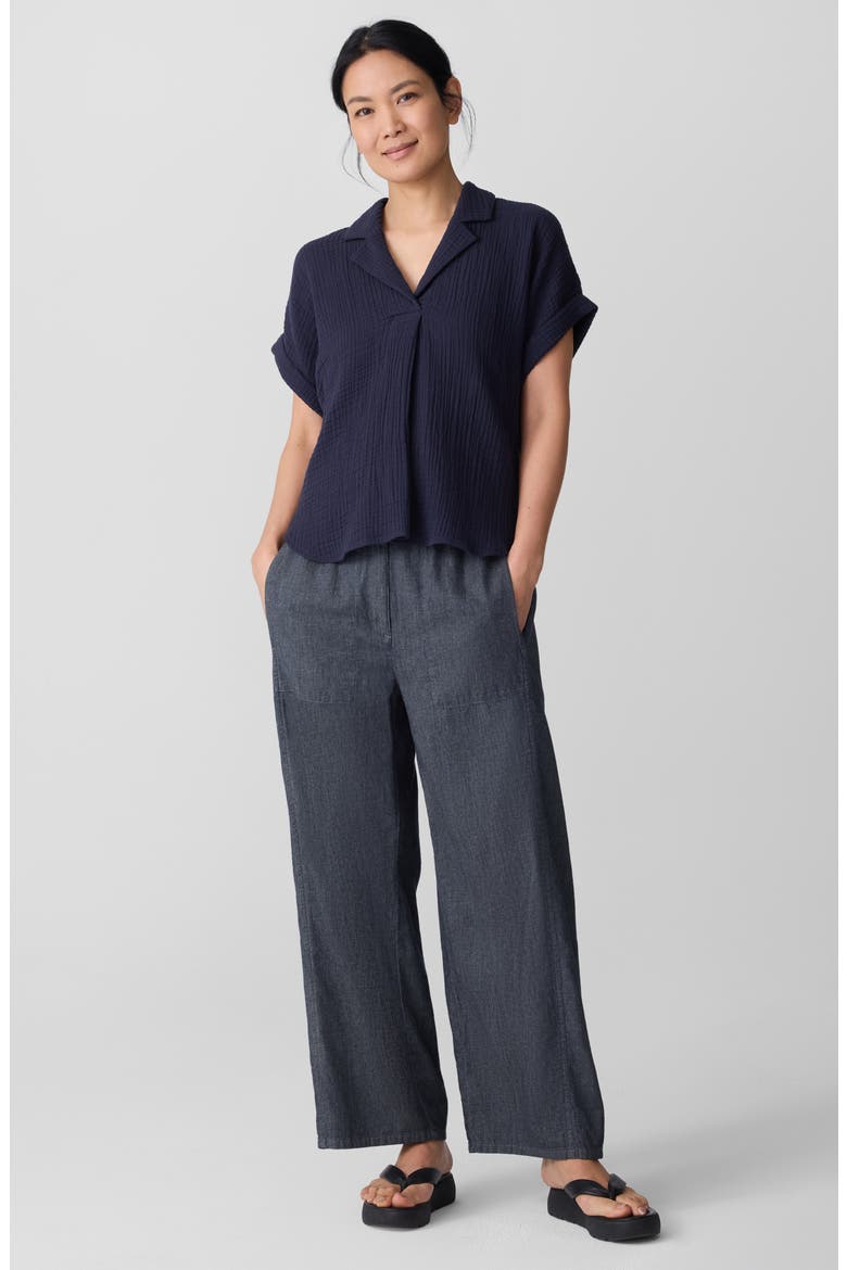 Notch Collar Roll Cuff Shirt, Alternate, color, INK