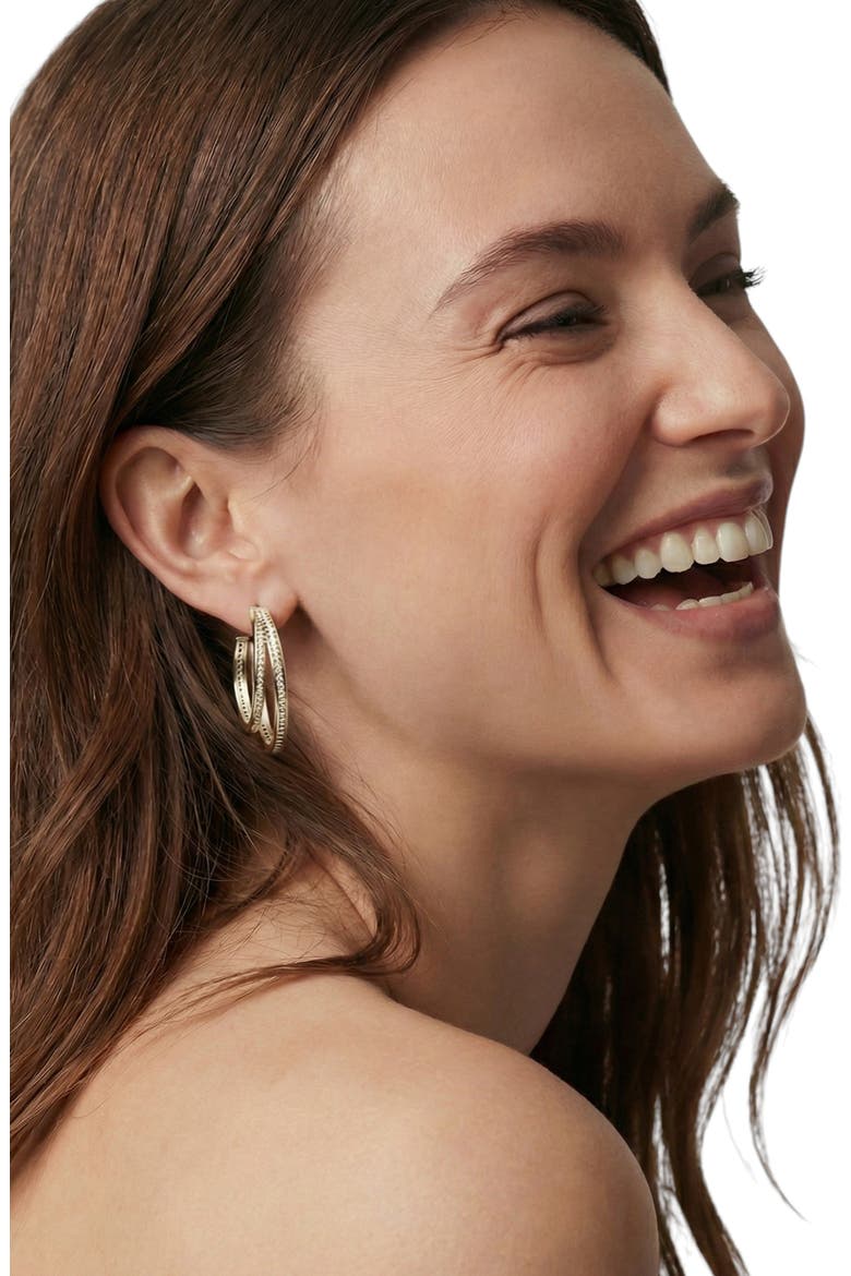 Triple Threat Hoop Earrings, Alternate, color, Gold