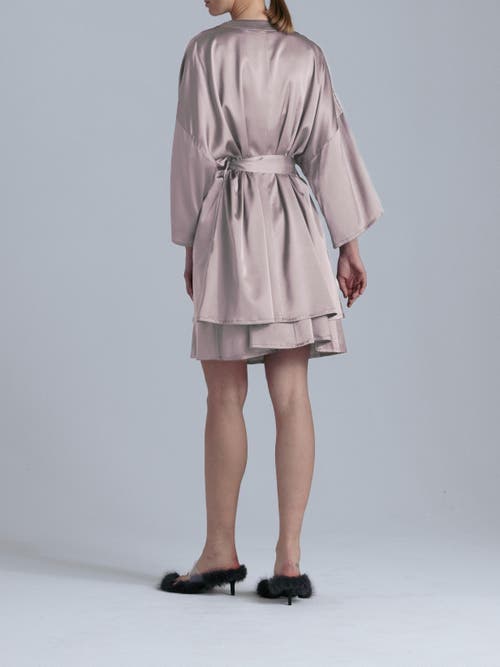 Alas Silk 3/4 Sleeve Dressing Gown In Neutral