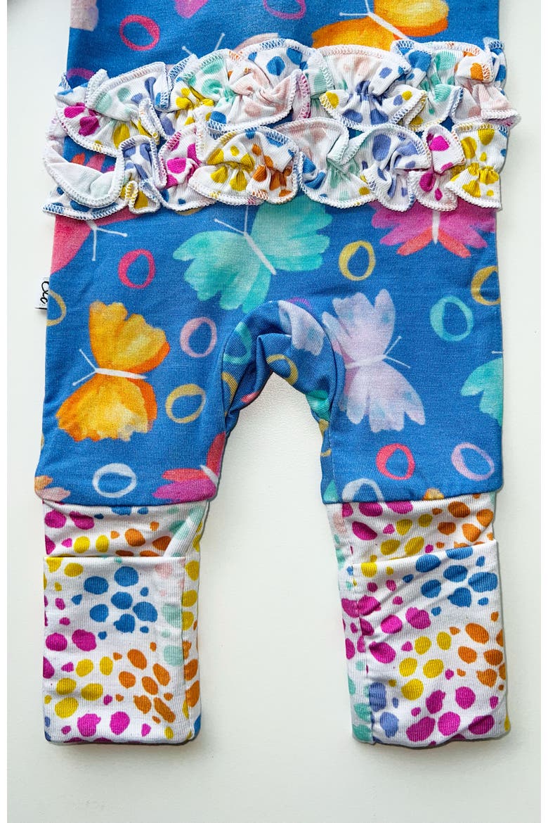 Korrie Ruffle Convertible Footie, Alternate, color, Butterflies