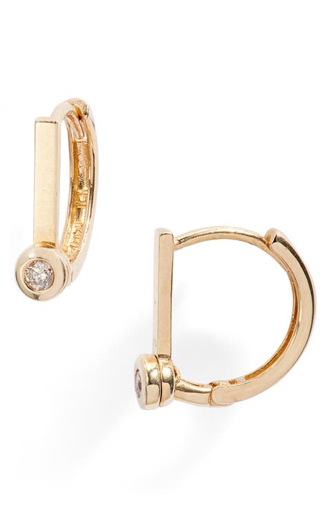 Paris Diamond Huggie Hoop Earrings