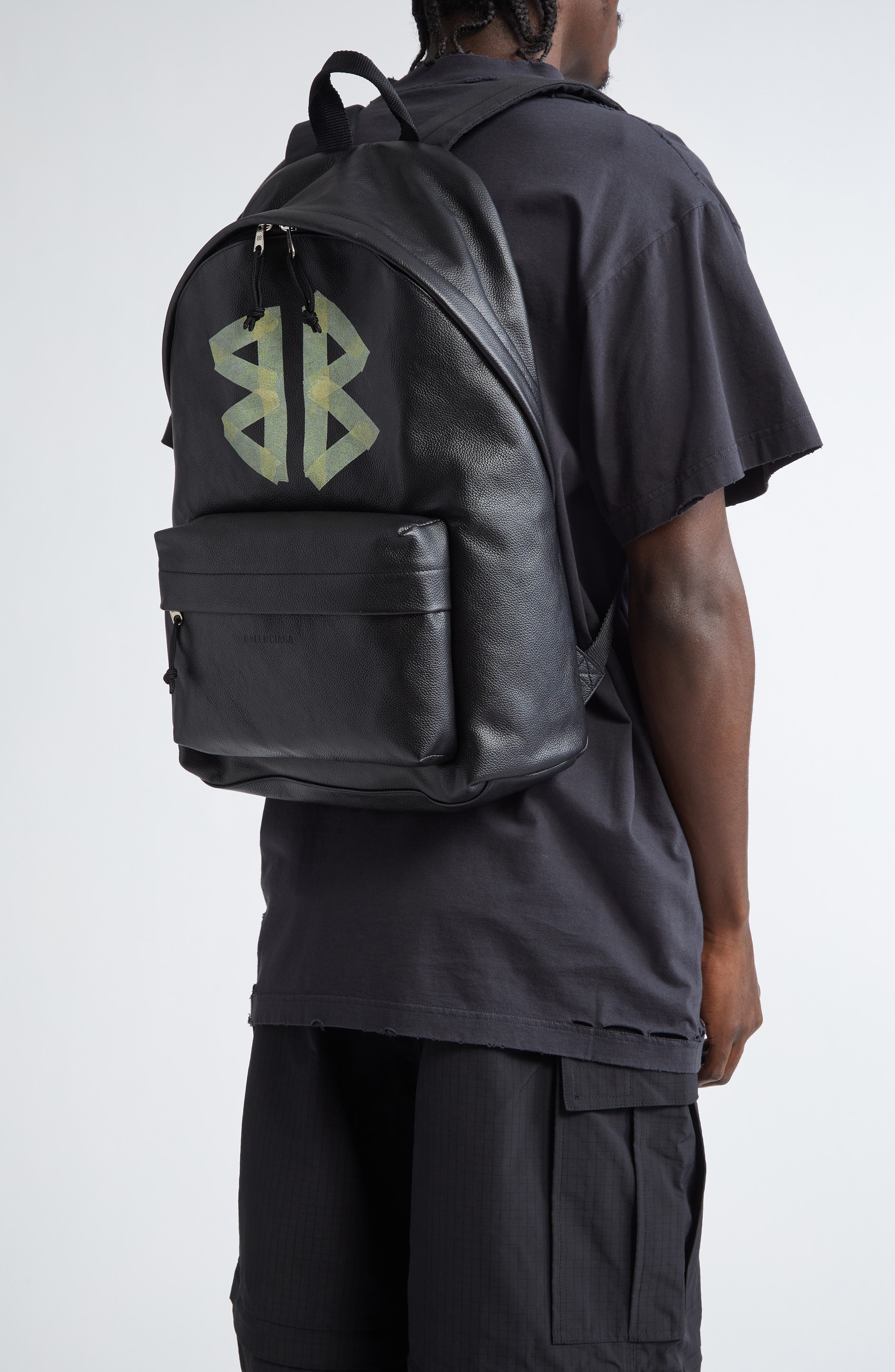 Balenciaga Explorer Tape Logo Leather Belt Bag, Alternate, color, 