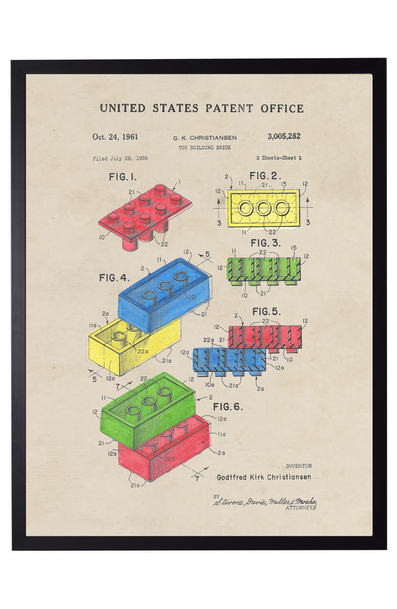 Antique Curiosities Toy Building Brick Patent in Black Frame, Main, color, NO COLOR