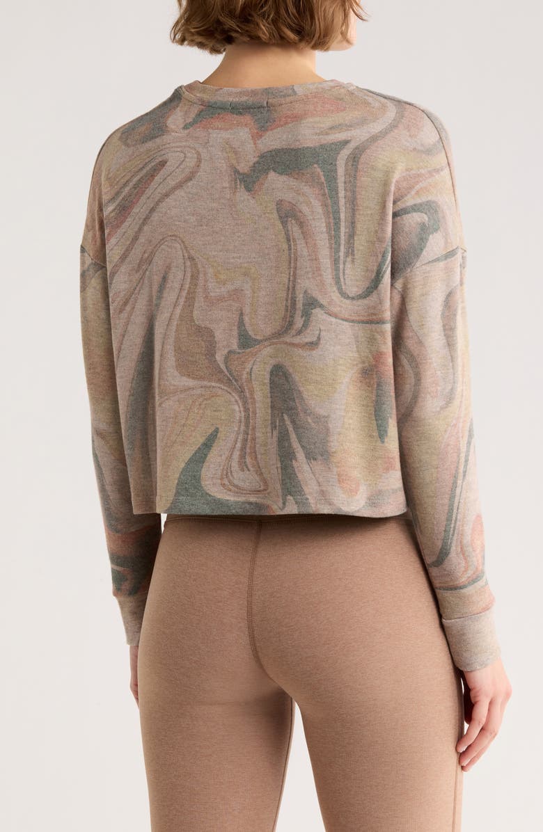Beyond Yoga Brushed Up Print Long Sleeve Crop Top, Alternate, color, Natural Marble