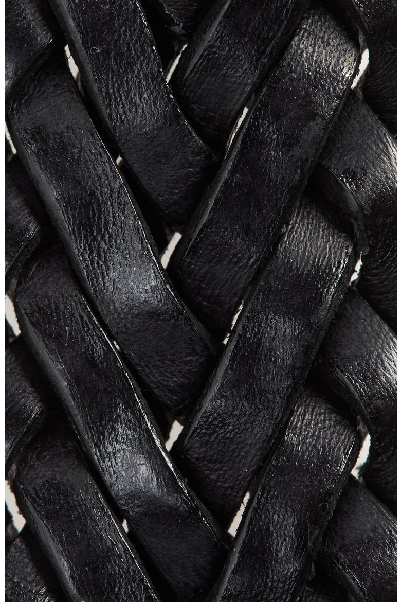 Floral Embossed Stud Leather Belt, Alternate, color, BLACK