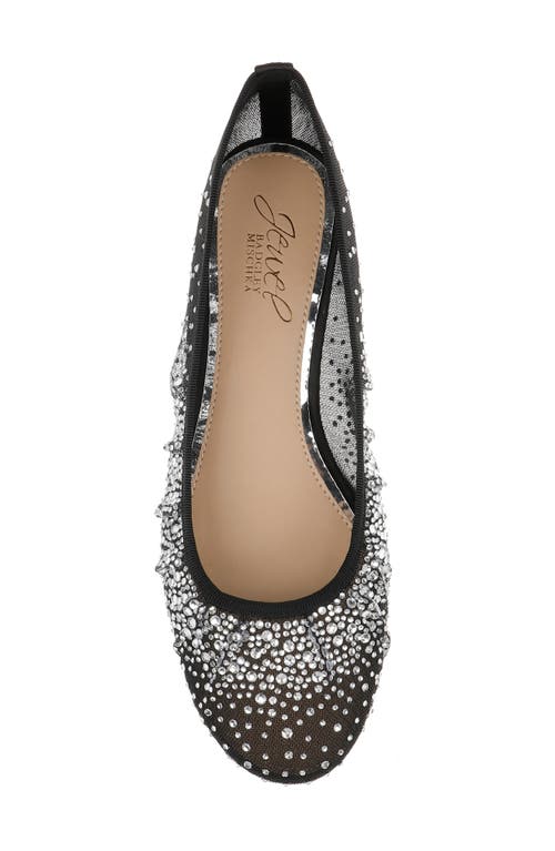 Jewel Badgley Mischka Nuala Embellished Flat In Black Mesh