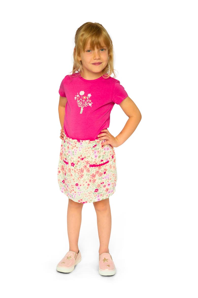 Muslin Flared Flowers Skort, Alternate, color, Off White Printed Flowers