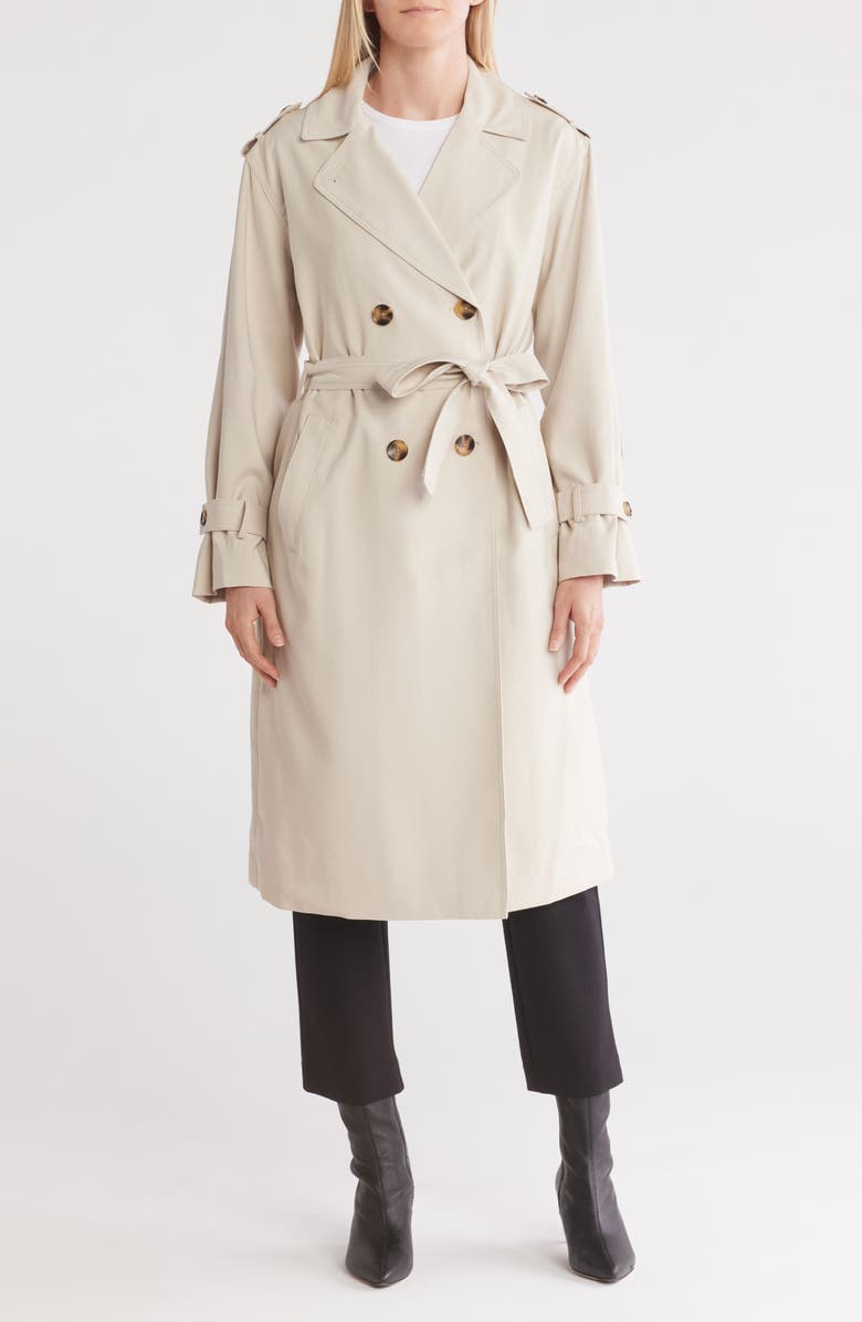 ELIE ELIE TAHARI Double Breasted Trench Coat, Main, color, 