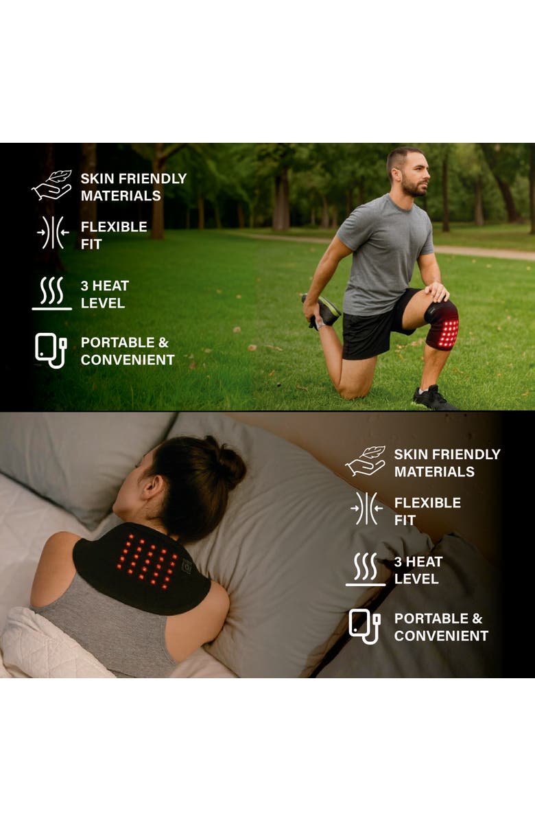 PURSONIC Red Light Therapy Bundle for Joint & Muscle Relief Neck Pack Wrap & Knee Pad Set, Alternate, color, Black