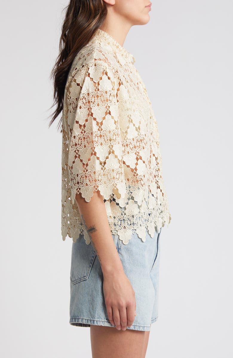 FRAME Lace Button-Up Shirt, Alternate, color, Ecru