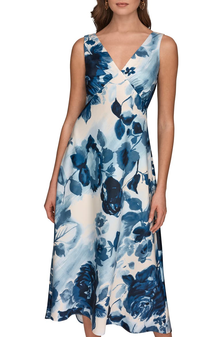 Floral Empire Waist A-Line Dress, Alternate, color, NIGHTFALL MULTI