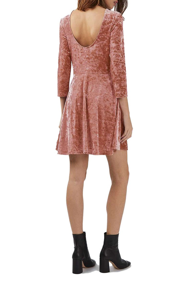 Crushed Velvet Dress, Alternate, color, PINK
