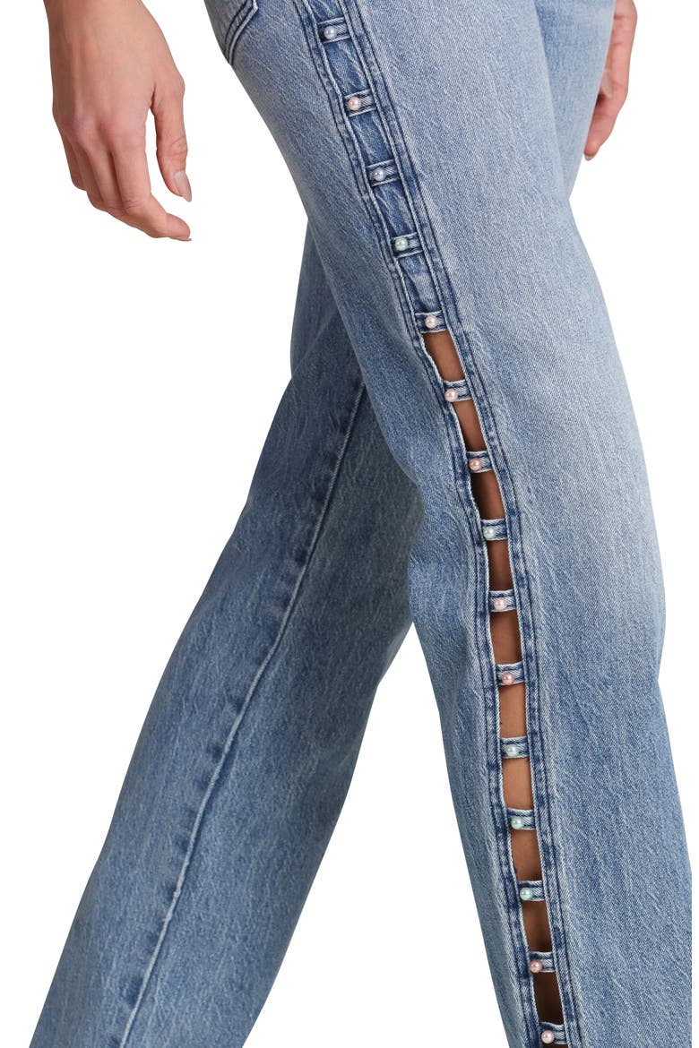 Embellished Straight Leg Jeans, Alternate, color, SEINE WASH