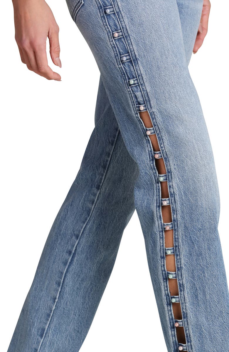 Avec Les Filles Embellished Straight Leg Jeans, Alternate, color, Seine Wash