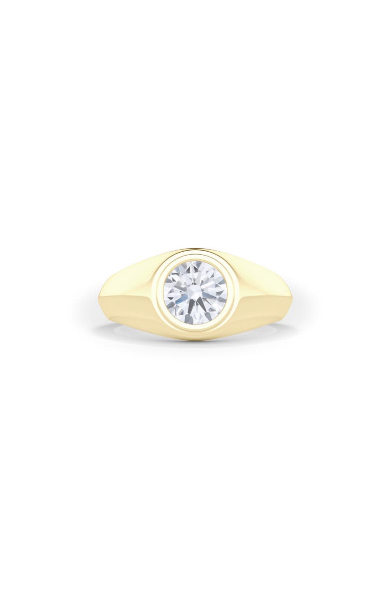HauteCarat Men's Round Brilliant Lab Created Diamond Ring, Alternate, color, 2.00 Ctw 18K Yellow Gold