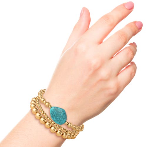 Jessica Simpson 3-piece Beaded Stretch Bracelet Set In Gold