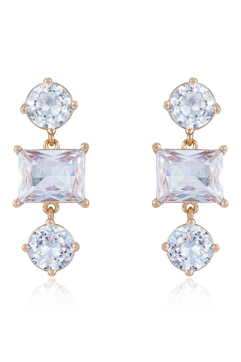 Cubic Zirconia Drop Earrings, Main, color, GOLD