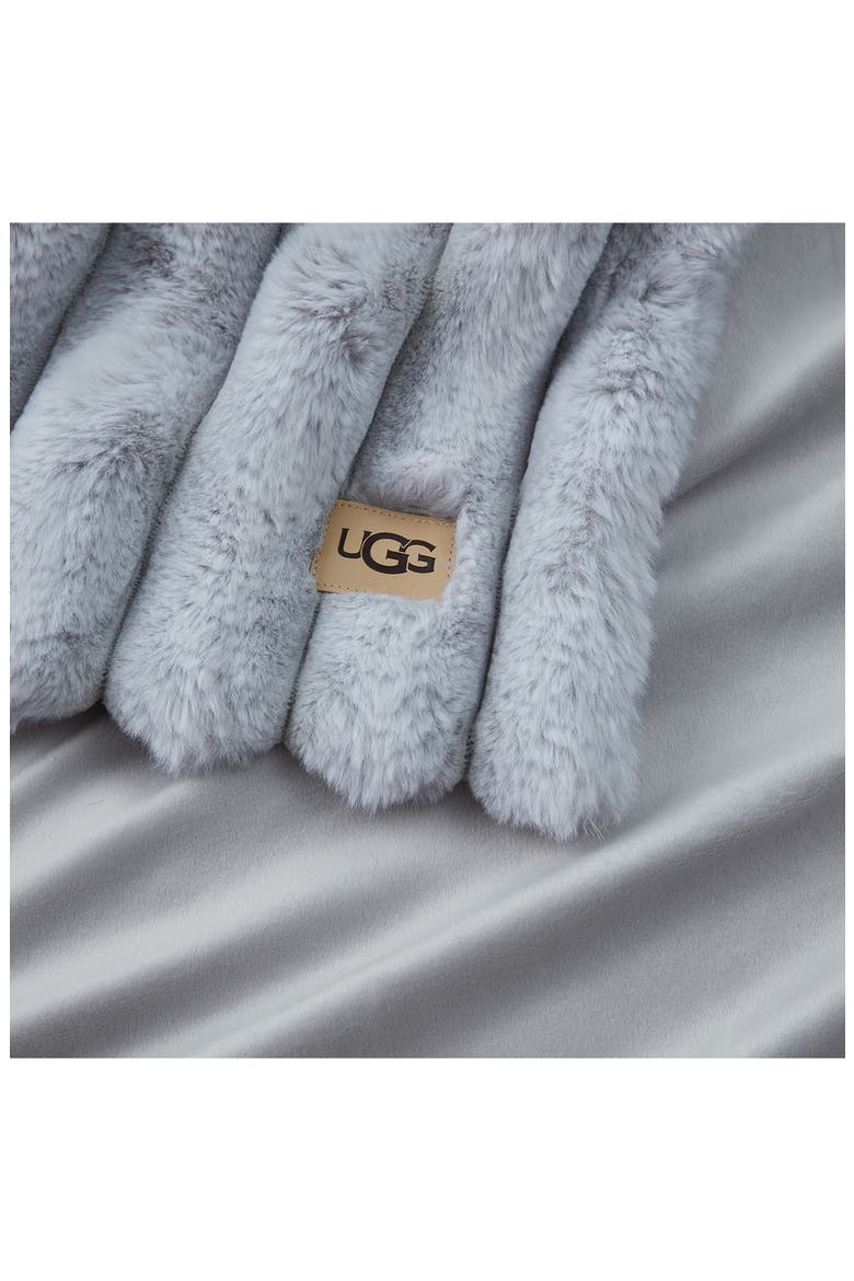 Channel Quilt Faux Fur Throw Blanket, Alternate, color, STONE