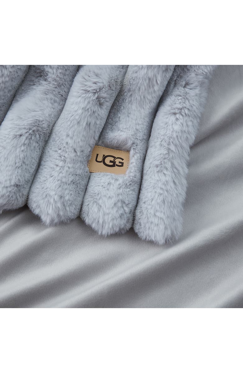 UGG<sup>®</sup> Channel Quilt Faux Fur Throw Blanket, Alternate, color, Stone