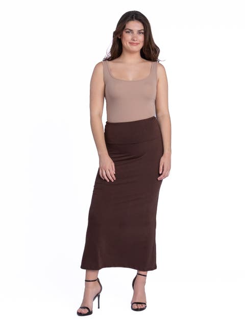 Petite Comfortable Foldover Maxi Skirt