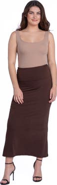 24seven Comfort Apparel Petite Comfortable Foldover Maxi Skirt