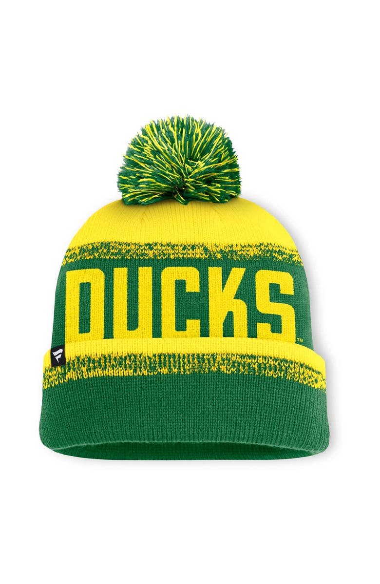 FANATICS Men's Fanatics Green/Yellow Oregon Ducks Thrive Cuffed Knit Hat with Pom, Alternate, color, 