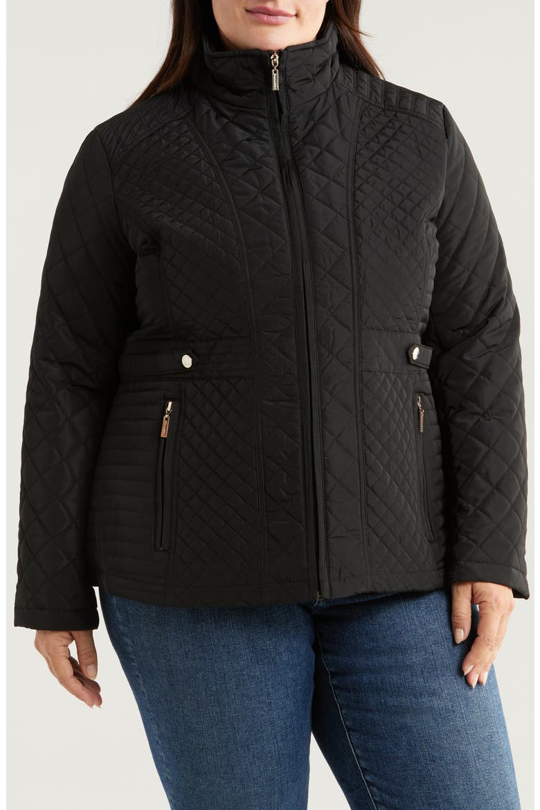 Water Resistant Quilted Jacket, Main, color, BLACK
